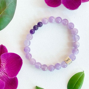 Prosperity Bracelet - Solid Silver, Purple Mauve Jade and Amethyst