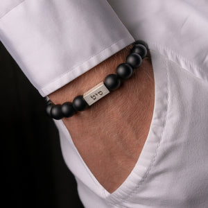Image Title Miracles Bracelet - Solid Silver & Black Matt Onyx